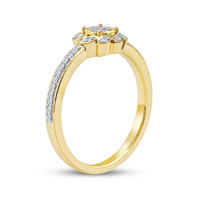 Main Image 2 of Multi-Diamond Sunflower Promise Ring 1/6 ct tw 10K Yellow Gold