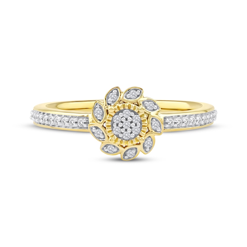Main Image 3 of Multi-Diamond Sunflower Promise Ring 1/6 ct tw 10K Yellow Gold