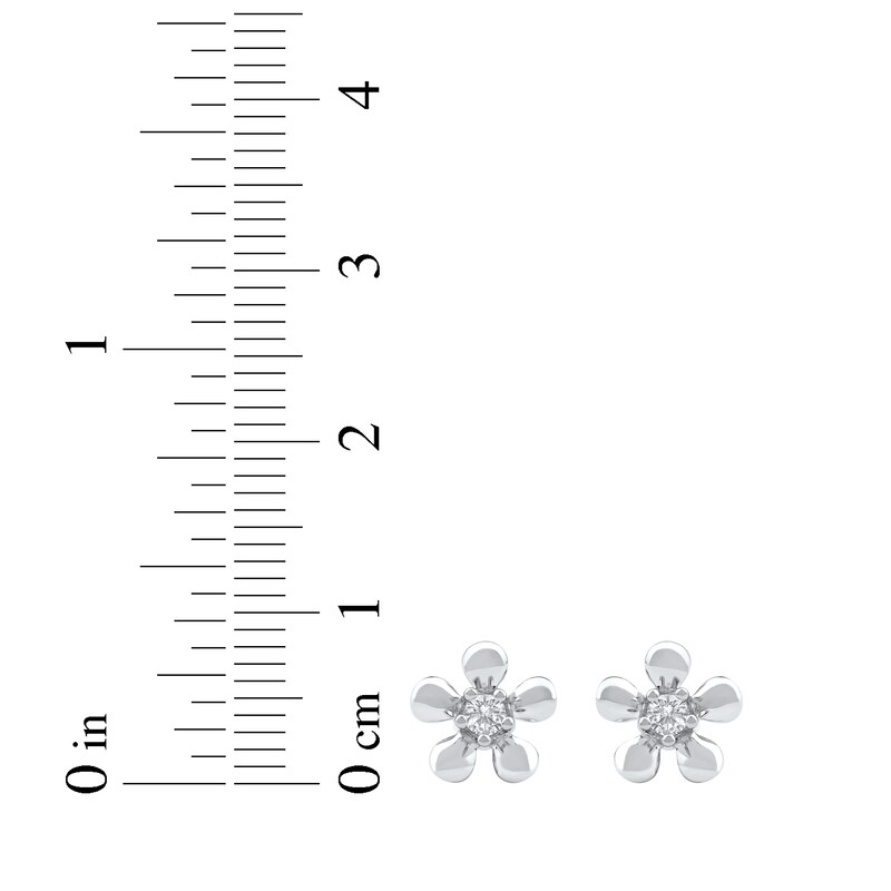 Main Image 4 of Diamond Solitaire Flower Stud Earrings 1/10 ct tw 10K White Gold (I/I2)