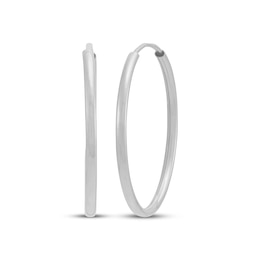 Polished Endless Hoop Earrings 14K White Gold 16mm