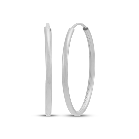 Polished Endless Hoop Earrings 14K White Gold 16mm