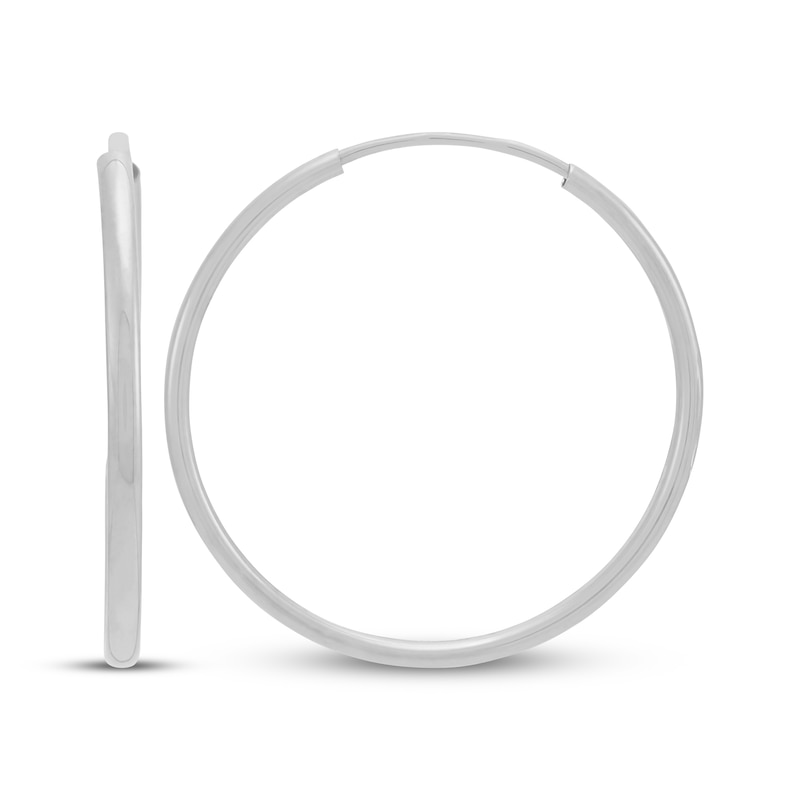 Main Image 3 of Polished Endless Hoop Earrings 14K White Gold 16mm