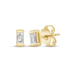 Baguette-Cut Diamond Solitaire Stud Earrings 1/15 ct tw 14K Yellow Gold (I/I2)