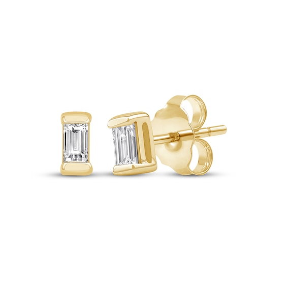 Baguette-Cut Diamond Solitaire Stud Earrings 1/15 ct tw 14K Yellow Gold (I/I2)