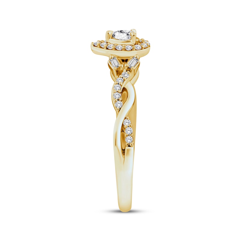 Main Image 2 of Now + Forever Pear-Shaped Diamond Halo Engagement Ring 1/3 ct tw 14K Yellow Gold