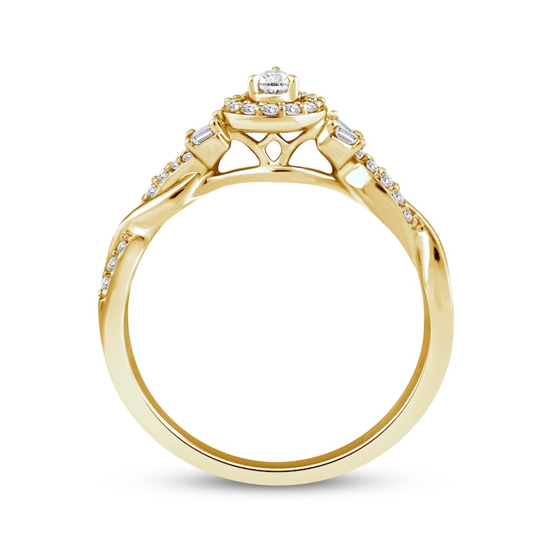 Main Image 3 of Now + Forever Pear-Shaped Diamond Halo Engagement Ring 1/3 ct tw 14K Yellow Gold