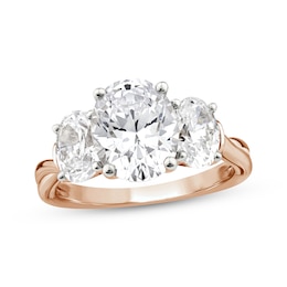 Memories Moments Magic Lab-Grown Diamond Oval-Cut Three-Stone Engagement Ring 3-1/2 ct tw 14K Rose Gold