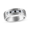 Thumbnail Image 1 of Now + Forever Men's Diamond & Blue Sapphire Wedding Band 1/8 ct tw 10K White Gold