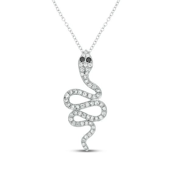 Black & White Diamond Snake Necklace 1/3 ct tw Sterling Silver 18"