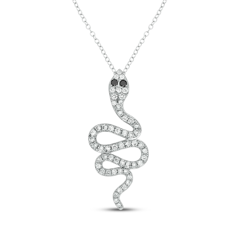 Main Image 1 of Black & White Diamond Snake Necklace 1/3 ct tw Sterling Silver 18&quot;