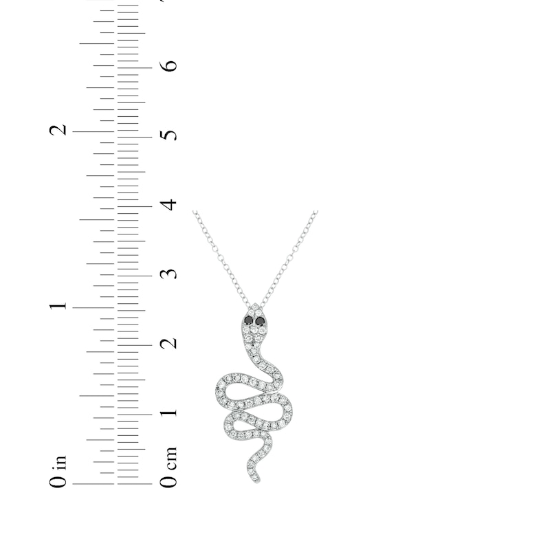 Main Image 3 of Black & White Diamond Snake Necklace 1/3 ct tw Sterling Silver 18&quot;