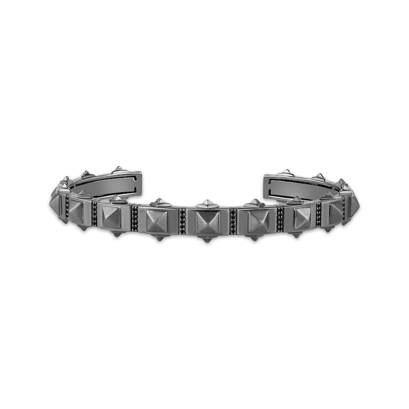 Main Image 1 of Ink & Ice Men's Black Diamond Stud Cuff Bracelet 1/5 ct tw Black Rhodium-Plated Sterling Silver