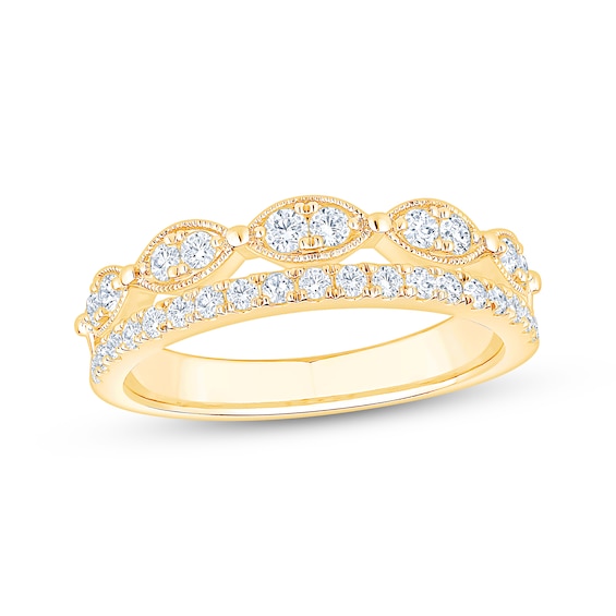 Now + Forever Diamond Two-Row Anniversary Ring 1/2 ct tw 14K Yellow Gold
