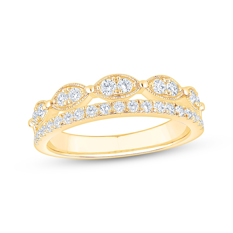 Main Image 1 of Now + Forever Diamond Two-Row Anniversary Ring 1/2 ct tw 14K Yellow Gold