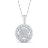 Thumbnail Image 1 of Multi-Diamond Halo Necklace 1 ct tw 10K White Gold 18&quot;
