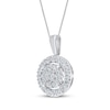 Thumbnail Image 2 of Multi-Diamond Halo Necklace 1 ct tw 10K White Gold 18&quot;
