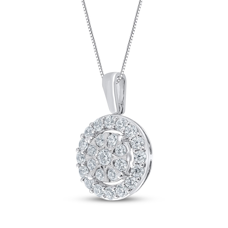 Main Image 2 of Multi-Diamond Halo Necklace 1 ct tw 10K White Gold 18&quot;