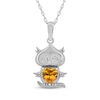 Thumbnail Image 1 of Heart-Shaped Citrine & White Lab-Created Sapphire Owl Necklace Sterling Silver 18&quot;