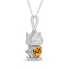 Thumbnail Image 2 of Heart-Shaped Citrine & White Lab-Created Sapphire Owl Necklace Sterling Silver 18&quot;