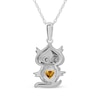 Thumbnail Image 3 of Heart-Shaped Citrine & White Lab-Created Sapphire Owl Necklace Sterling Silver 18&quot;