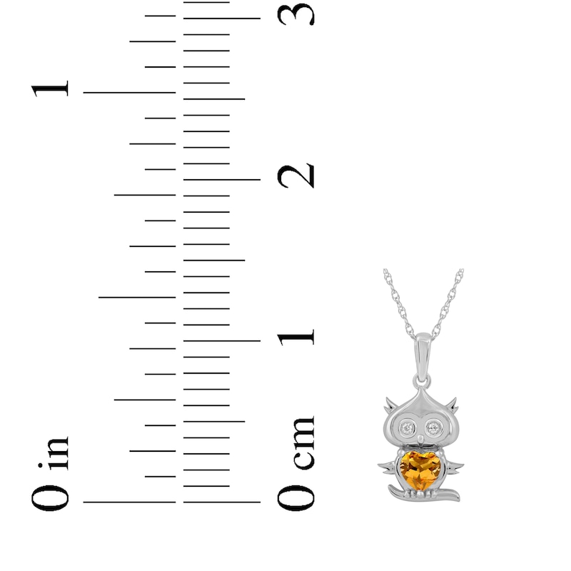 Main Image 5 of Heart-Shaped Citrine & White Lab-Created Sapphire Owl Necklace Sterling Silver 18&quot;
