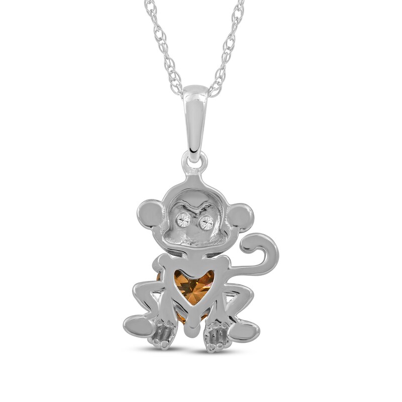 Main Image 3 of Heart-Shaped Smoky Quartz & White Lab-Created Sapphire Monkey Necklace Sterling Silver 18&quot;