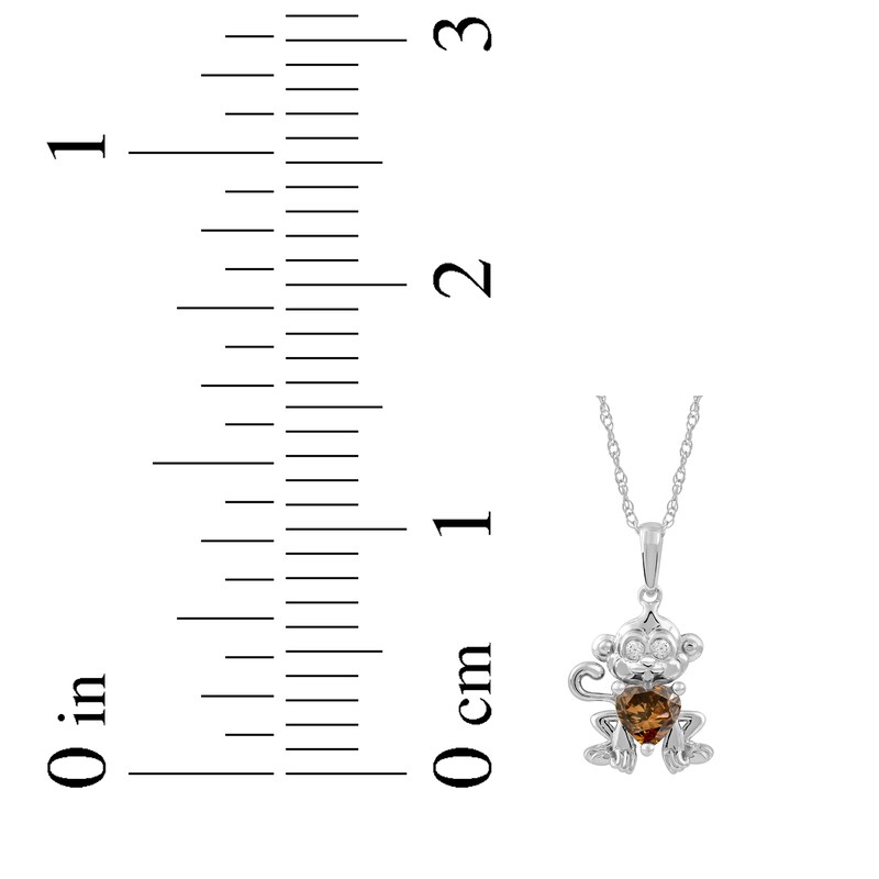 Main Image 5 of Heart-Shaped Smoky Quartz & White Lab-Created Sapphire Monkey Necklace Sterling Silver 18&quot;