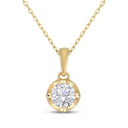 Round-Cut Diamond Solitaire Hidden Halo Necklace 1/2 ct tw 10K Yellow Gold 18" (I/I3)