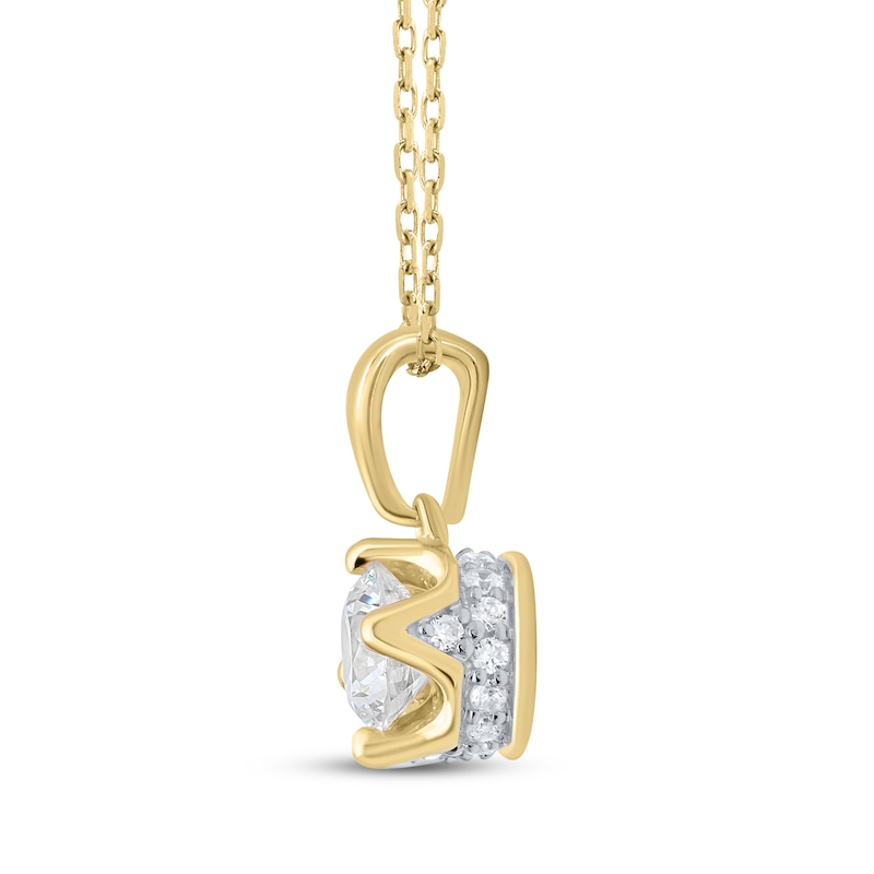 Main Image 2 of Round-Cut Diamond Solitaire Hidden Halo Necklace 1/2 ct tw 10K Yellow Gold 18&quot; (I/I3)
