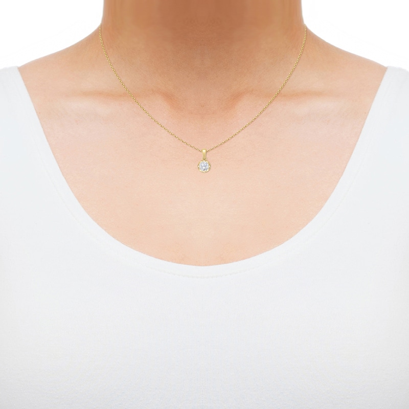 Main Image 3 of Round-Cut Diamond Solitaire Hidden Halo Necklace 1/2 ct tw 10K Yellow Gold 18&quot; (I/I3)