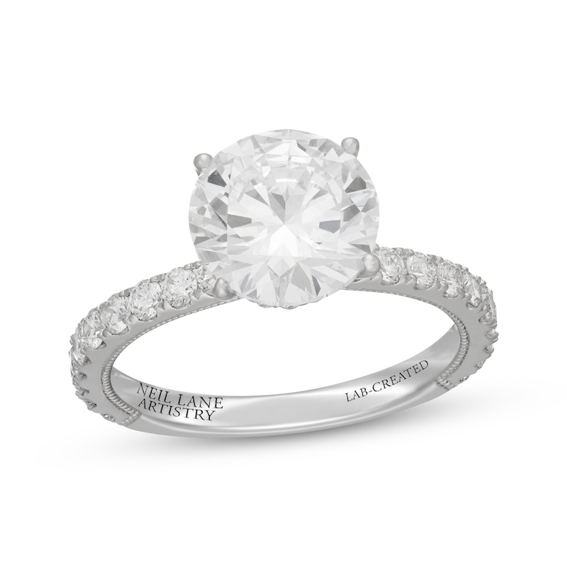 Main Image 1 of Neil Lane Artistry Round-Cut Lab-Grown Diamond Hidden Halo Engagement Ring 3-5/8 ct tw 14K White Gold