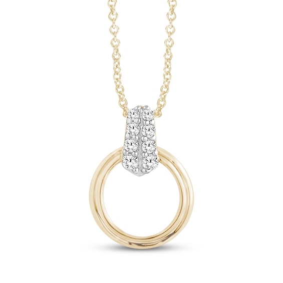 Diamond Circle Doorknocker Necklace 1/15 ct tw 10K Yellow Gold 18"