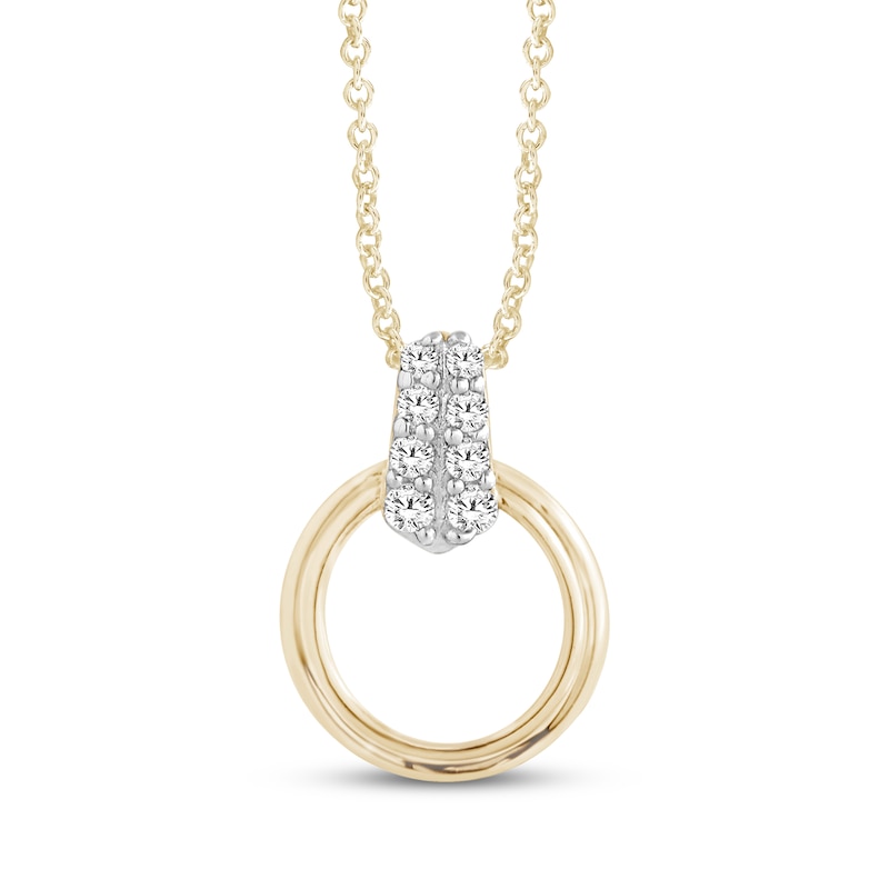 Main Image 1 of Diamond Circle Doorknocker Necklace 1/15 ct tw 10K Yellow Gold 18"
