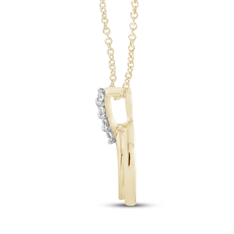 Main Image 2 of Diamond Circle Doorknocker Necklace 1/15 ct tw 10K Yellow Gold 18"