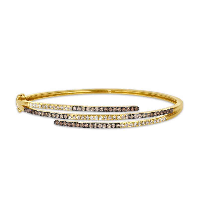 Main Image 1 of Le Vian Good Karma Chocolate Ombré Diamond Bangle Bracelet 1-1/3 ct tw 14K Honey Gold 6.25&quot;