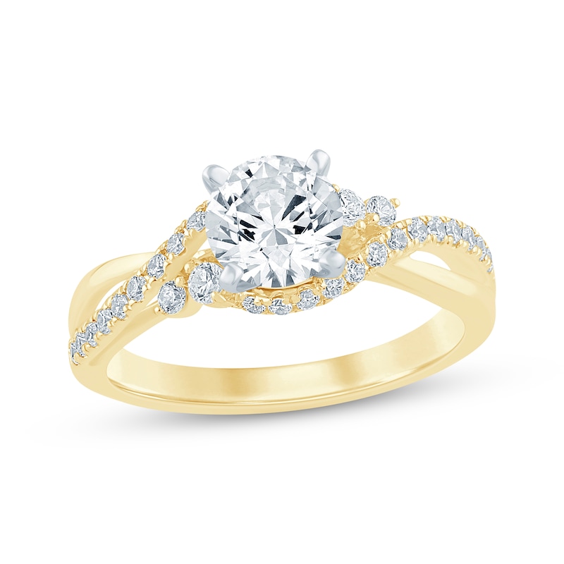 Main Image 1 of Now + Forever Round-Cut Diamond Bypass Engagement Ring 1-1/4 ct tw 14K Yellow Gold