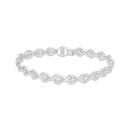 Diamond Teardrop Link Bracelet 1/4 ct tw Sterling Silver 7.25"