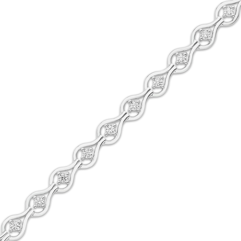 Main Image 2 of Diamond Teardrop Link Bracelet 1/4 ct tw Sterling Silver 7.25&quot;