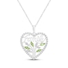 Thumbnail Image 1 of Marquise-Cut Peridot & White Lab-Created Sapphire "Family" Tree Heart Necklace Sterling Silver 18"