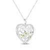 Thumbnail Image 2 of Marquise-Cut Peridot & White Lab-Created Sapphire "Family" Tree Heart Necklace Sterling Silver 18"