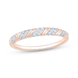Now + Forever Diamond Diagonal Anniversary Ring 1/20 ct tw 10K Rose Gold