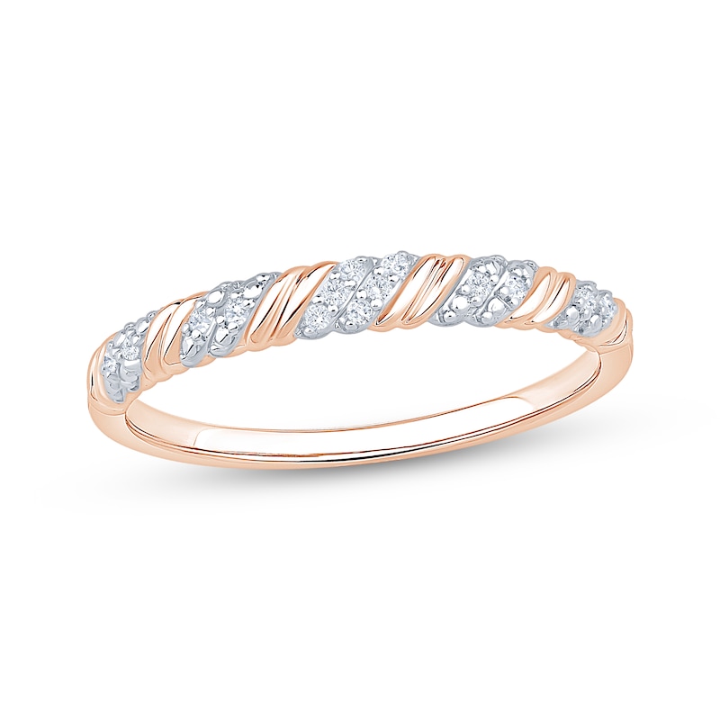 Main Image 1 of Now + Forever Diamond Diagonal Anniversary Ring 1/20 ct tw 10K Rose Gold