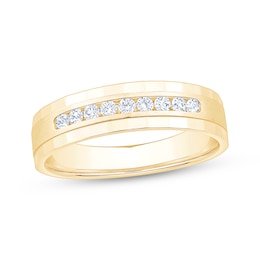 Now + Forever Men's Diamond Nine-Stone Wedding Band 1/4 ct tw 10K Yellow Gold