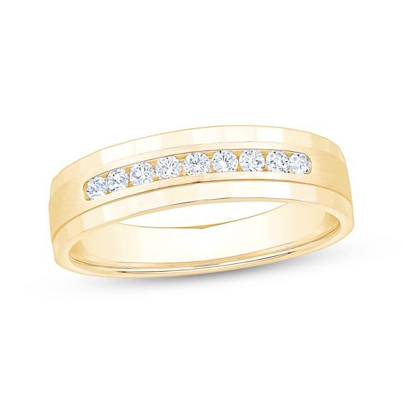 Now + Forever Men's Diamond Nine-Stone Wedding Band 1/4 ct tw 10K Yellow Gold