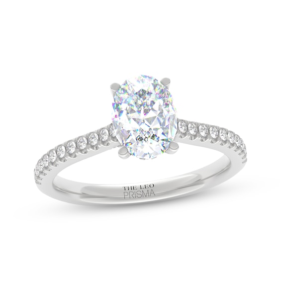 THE LEO Prisma Diamond Oval-Cut Hidden Halo Engagement Ring 1-1/5 ct tw 14K White Gold