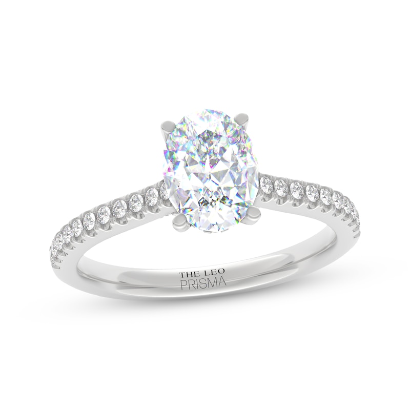 Main Image 1 of THE LEO Prisma Diamond Oval-Cut Hidden Halo Engagement Ring 1-1/5 ct tw 14K White Gold