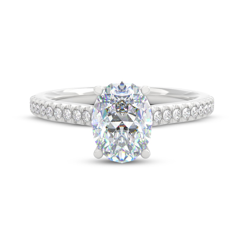 Main Image 3 of THE LEO Prisma Diamond Oval-Cut Hidden Halo Engagement Ring 1-1/5 ct tw 14K White Gold