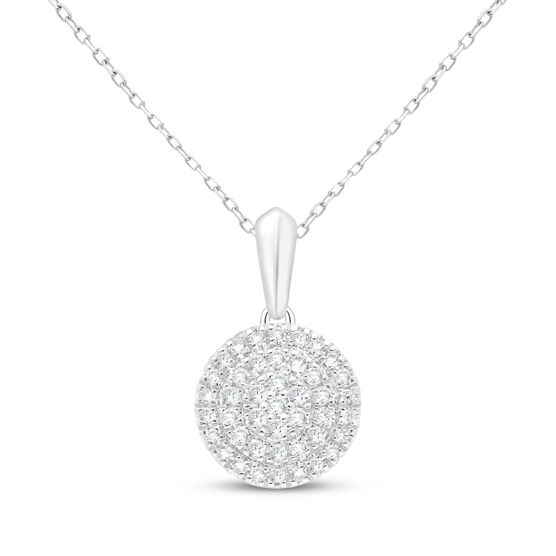 Main Image 1 of Diamond Triple Halo Circle Necklace 1/5 ct tw Sterling Silver 18&quot;