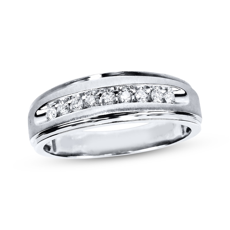 Main Image 1 of Adore Men's Diamond Wedding Band 1/4 ct tw 10K White Gold