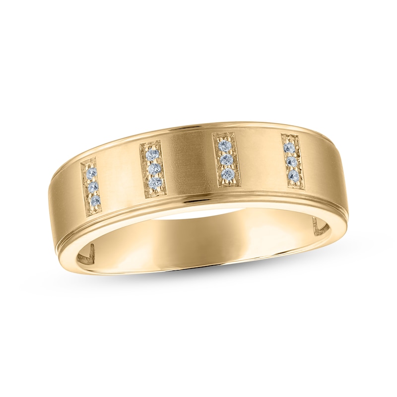 Main Image 1 of Now + Forever Men's Diamond Trios Wedding Band 1/20 ct tw 10K Yellow Gold